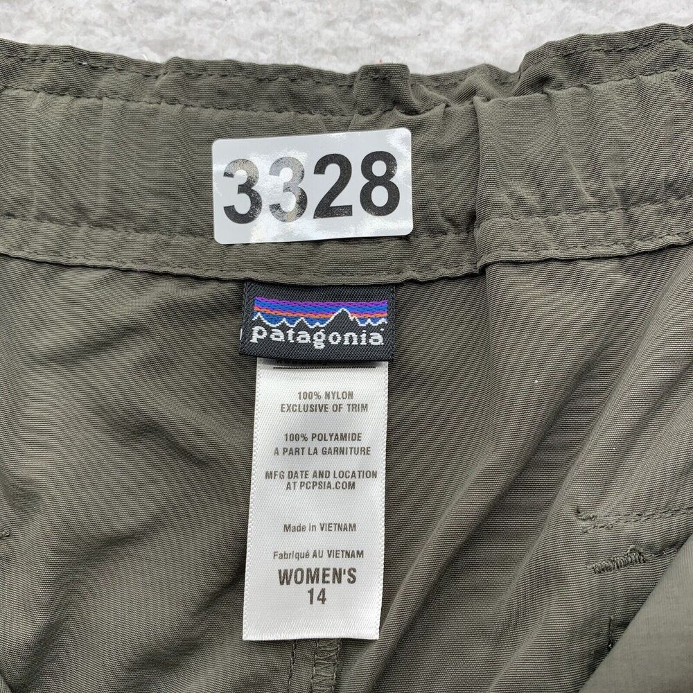 Patagonia Hiking Shorts Womens 14 6.5" Green Nylon Outdoors Zip Pockets Packable - Picture 9 of 9